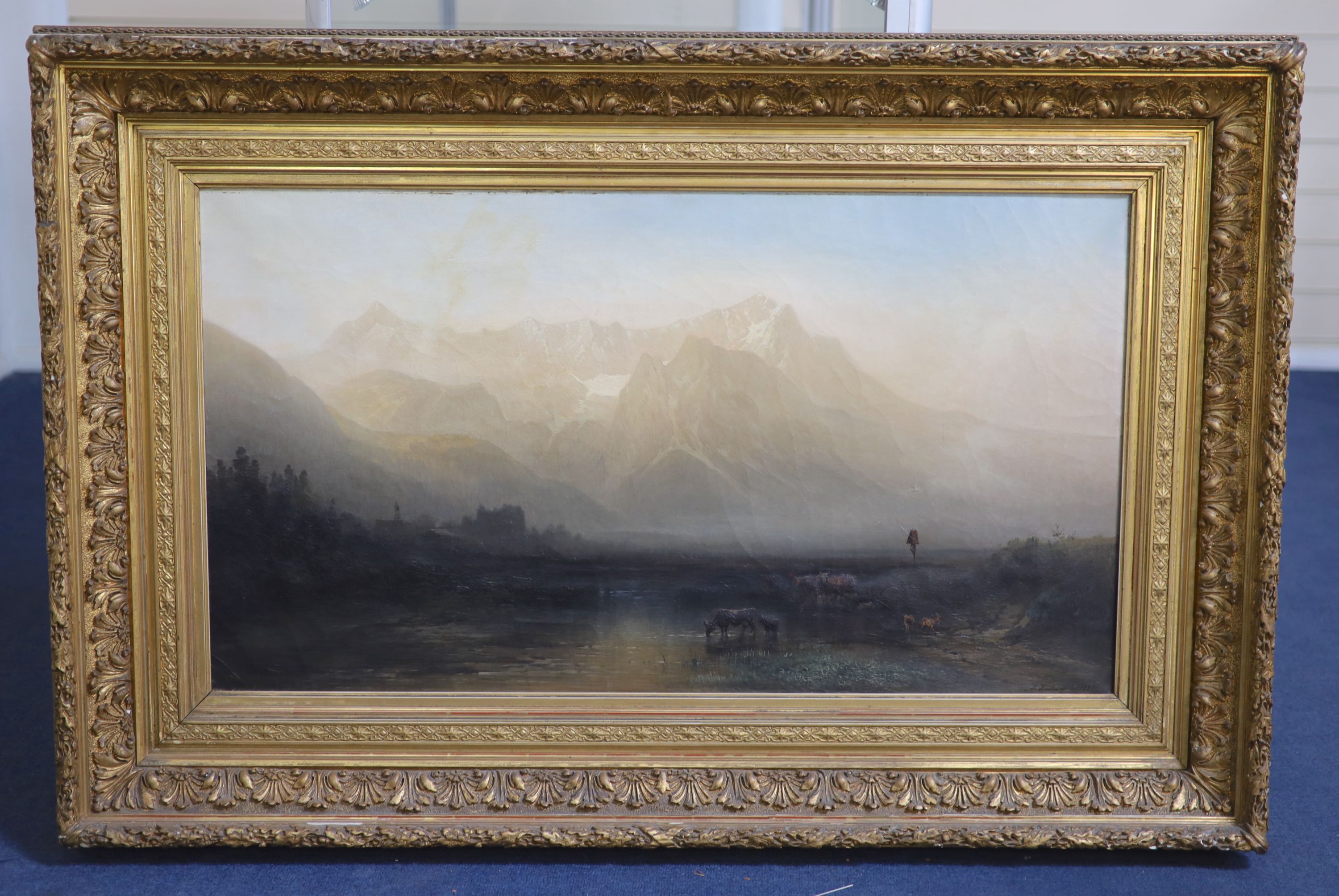 Karl Heilmayer (1829-1908), Garmischa, Bavarian Alps, oil on canvas, 49 x 89cm